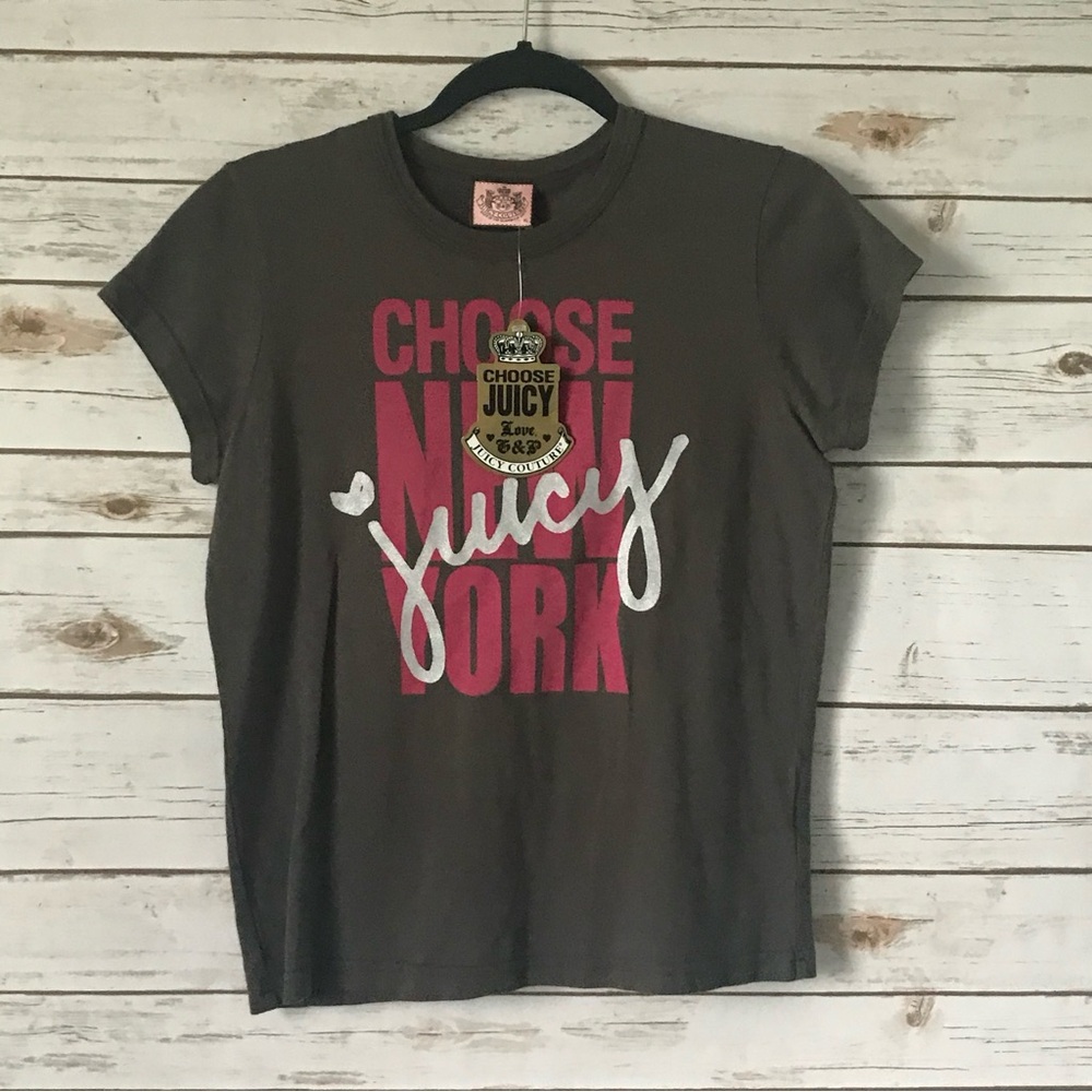 Ladies XL Graphic Juicy Couture Gray Short Sleeve Top(more of a juniors fit IMO)